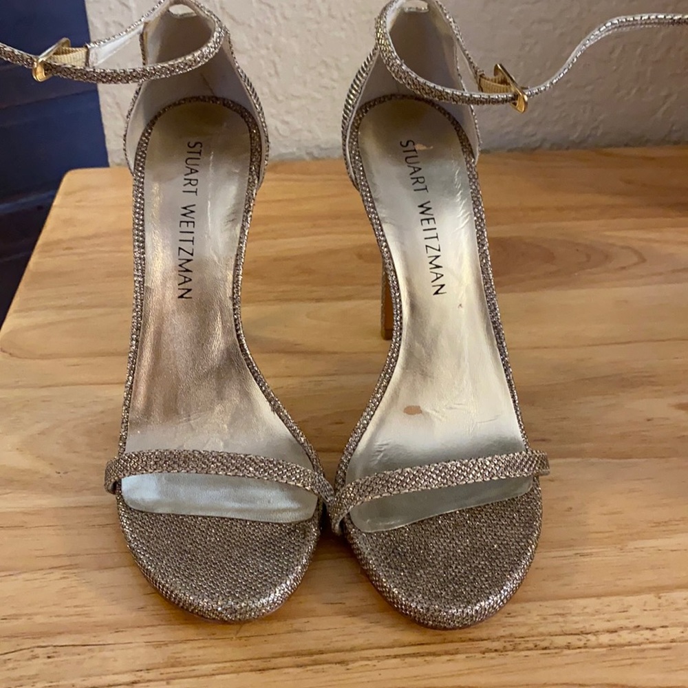 Stuart Weitzman silver nudist heels size 7